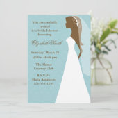 Aqua-Damast-Muster-Brautparty Einladung (Stehend Vorderseite)