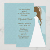 Aqua-Damast-Muster-Brautparty Einladung (Vorne/Hinten)
