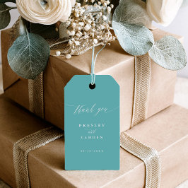 Aqua-Dankeschön-Hochzeits-Kalligrafie-Anhänger Geschenkanhänger
