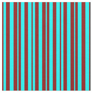 Aqua & Dark Red Strip Muster Stoff