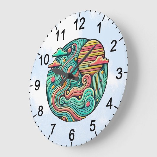 Aqua Dawn Große Wanduhr (Winkel)