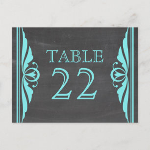Aqua Deco-Schreibtafel-Tischnummern-Postkarte Postkarte