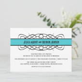 Aqua Deko Blüh Wedding Invite Einladung (Stehend Vorderseite)