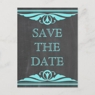 Aqua Deko Chalkboard Save the Date Postkarte