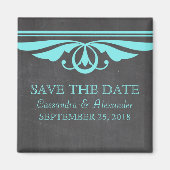 Aqua Deko Chalkboard Speichern Sie das Date Magnet (Vorne)