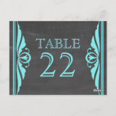 Aqua Deko Chalkboard Tischnummer Postkarte (Rückseite)