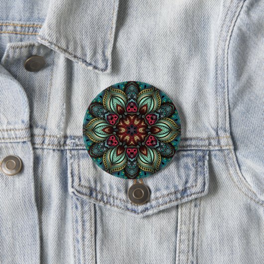 Aqua Delight Kaleidoscope Mandala Button (Beispiel)