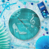 Aqua-Disco-Ball und Heels-50. Geburtstag Pappteller (Party)