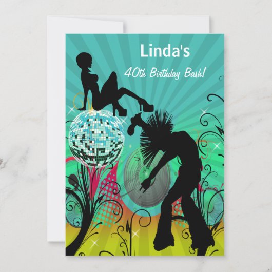 Aqua Disco Retro Party Einladung (Vorderseite)
