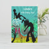 Aqua Disco Retro Party Einladung (Stehend Vorderseite)