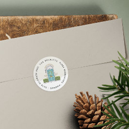 Aqua Door Holiday Rücksendeadresse Runder Aufkleber