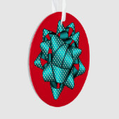 Aqua Dotted Bow Weihnachten Acrylic Ornament (Vorderseite)