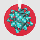 Aqua Dotted Bow Weihnachten Acrylic Ornament (Vorderseite)