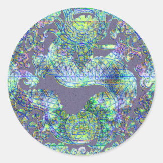 Aqua Dragon Medallion Runder Aufkleber