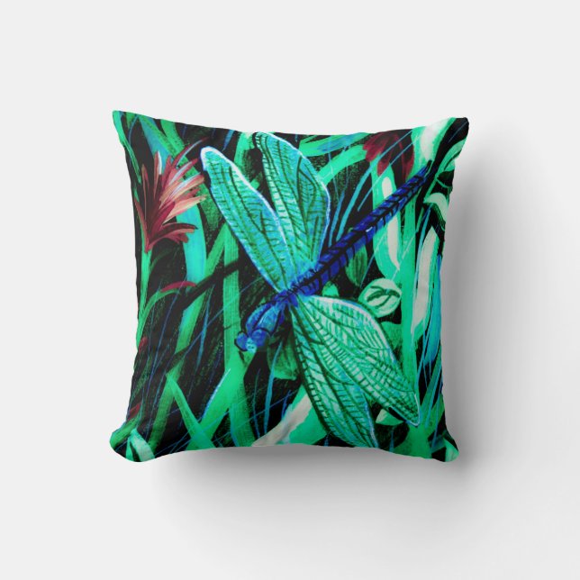 Aqua Dragonfly Pillow Kissen (Vorderseite)