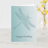 Aqua Dragonfly schick weiß stilvoll Karte (Gelbe Blume)