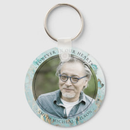 AQUA DUSKY BLAUE GOLD AGATE BEILEID MEMORIAL FOTO SCHLÜSSELANHÄNGER