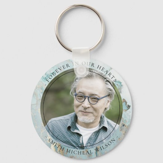 AQUA DUSKY BLAUE GOLD AGATE BEILEID MEMORIAL FOTO SCHLÜSSELANHÄNGER (Vorderseite)