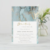 AQUA DUSKY BLAUE GOLD AGATE BRAUTPARTY INVITE DANKESKARTE (Stehend Vorderseite)