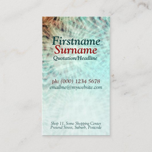 Aqua Earth Abstrakt Business Card Visitenkarte (Vorderseite)