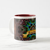 Aqua Earth Fraktal Art Individuelle Name Tasse (Vorderseite Links)