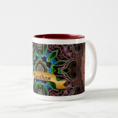 Aqua Earth Fraktal Art Individuelle Name Tasse (VorderseiteRechts)