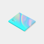 Aqua Edge Rainbow Ombre Monogram Post-it Klebezettel (angewinkelt)