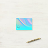 Aqua Edge Regenbogen Ombre Monogramm Post-it Klebezettel (Auf Schreibtisch)