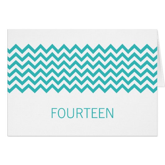 Aqua Einfache Zickzack Tischnummer (Vorderseite (Horizontal))