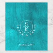 Aqua Elegance Hochzeit mit türkisfarbenem Wasser u Weinetikett (Einzelnes Label)