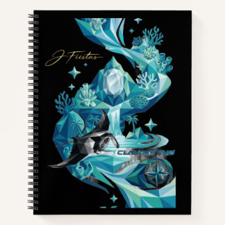 “Aqua Elegance – Manta Ray Luxury Black Notebook” Notizblock