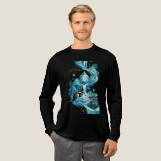 “Aqua Elegance – Manta Ray Tri-Blend Long Sleeve S Shirt