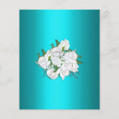 Aqua Elegance, White Roses Budget Hochzeit einlade Flyer (Hinten)