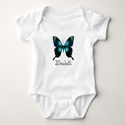 Aqua Elegant Butterfly Baby Strampler (Vorderseite)