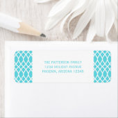 Aqua Elegant Lattice Holiday Address Labels (Insitu)