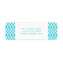 Aqua Elegant Lattice Holiday Address Labels