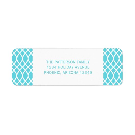 Aqua Elegant Lattice Holiday Address Labels (Vorne)