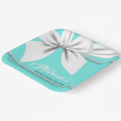 Aqua Elegant Tiffany Pearls Extravagant Baby Dusch Pappteller (Gewinkelt)