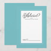 Aqua Elegant Wedding Newlywed Wunsche Border Hinweiskarte (Vorne/Hinten)