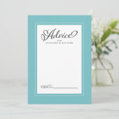 Aqua Elegant Wedding Newlywed Wunsche Border Hinweiskarte (Stehend Vorderseite)