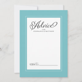 Aqua Elegant Wedding Newlywed Wunsche Border Hinweiskarte