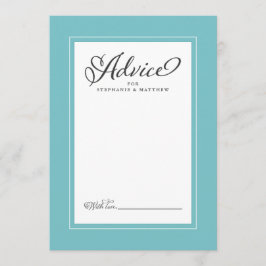 Aqua Elegant Wedding Newlywed Wunsche Border Hinweiskarte