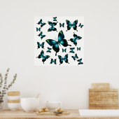 Aqua Elegant Whimsical Butterfells Poster (Küche)