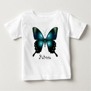 Aqua Elegant Whimsical Butterfly Baby T-shirt