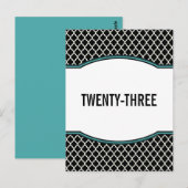 Aqua Elegante Quarto Tischnummer Postkarte (Vorne/Hinten)
