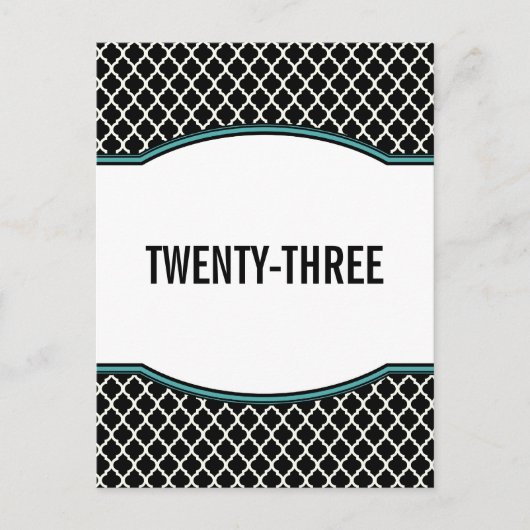 Aqua Elegante Quarto Tischnummer Postkarte (Vorderseite)