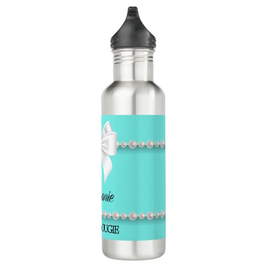 Aqua Elegante Tiffany Pearls Girly Extravagant Bou Edelstahlflasche (Rechts)