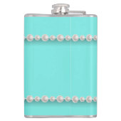 Aqua Elegante Tiffany Pearls Girly Extravagant Bou Flachmann (Rückseite)