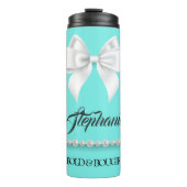 Aqua Elegante Tiffany Pearls Girly Extravagant Bou Thermosbecher (Vorderseite)