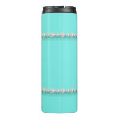 Aqua Elegante Tiffany Pearls Girly Extravagant Bou Thermosbecher (Rückseite)